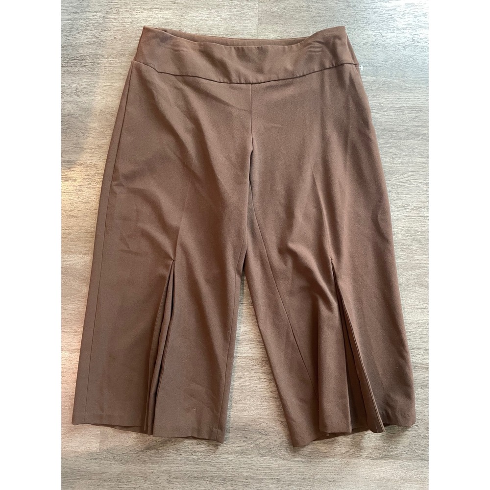 Cache Brown Wide Leg Pleated‎ Y2K Culotte Pants Size 8